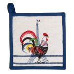 Manique recycl en coton ecru / bleu 20 x 20
