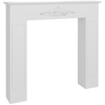Manteau de chemine style baroque bois de sapin blanc effet vieilli