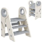 Marchepied enfant pliable hauteur ajustable antidrapant gris