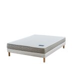 Matelas mousse & latex + sommier blanc + pieds 120x190 cm