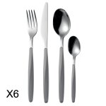 Mnagre 24 pices en acier inoxydable et acrylique gris