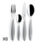 M�nag�re 24 pi�ces en acier inoxydable et acrylique gris clair