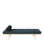 Mridienne en bois naturel et tissu - bleu ptrole
