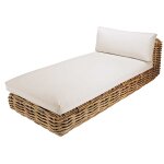 M�ridienne pour canap� de jardin modulable en rotin et coussins �crus