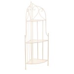 Meuble d'angle 3 tagres en fer forg blanc, 30x30x120h cm