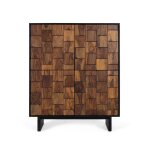 Meuble bar en bois de manguier massif et effet tridimensionnel sheezam