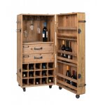 Meuble bar en bois massif sur roulettes