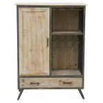 Meuble bar en bois et mtal tagres et tiroirs