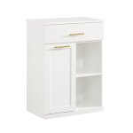 Meuble bas avec bac � linge pliable effet bois blanc