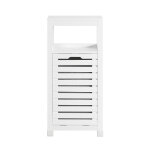 Meuble bas de salle de bain 1 panier bac  linge effect bois blanc