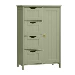 Meuble bas de salle de bain 1 porte 4 tiroirs 55 x 30 x 82 cm vert Meuble bas de salle de bain 1 porte 4 tiroirs 55 x 30 x 82 cm vert