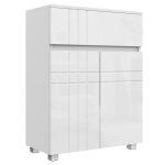Meuble bas salle de bain 2 portes faades laques tagre tiroir blanc