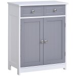 Meuble bas salle de bain 2 portes, 2 tiroirs, étagère mdf blanc gris Meuble bas salle de bain 2 portes, 2 tiroirs, étagère mdf blanc gris
