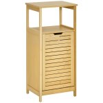 Meuble bas de salle de bain gain de place en bambou blanc