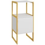 Meuble bas salle de bain - porte, étagère, plateau - bambou mdf blanc Meuble bas salle de bain - porte, étagère, plateau - bambou mdf blanc