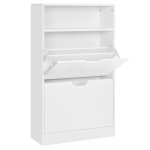 Meuble  chaussures 2 abattants avec 1 compartiment ouvert blanc