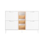 Meuble chaussure avec 4 abattants et 3 compartiments effet bois blanc