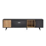 Meuble  chaussures bas noir et bois portes battantes