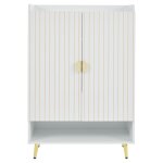 Meuble  chaussures blanc rangement entre deux portes avec motif ray