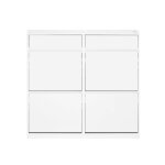 Meuble  chaussures effet bois blanc avec 2 tiroirs et 4 portes