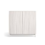 Meuble  chaussures mlamine blanc portes effet lattes blanc 90x90x27