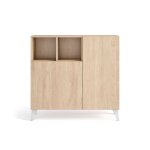 Meuble  chaussures en mlamine chne clair pieds blancs 87x90x27 cm