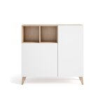 Meuble  chaussures, mlamine chne clair portes blanches 87x90x27