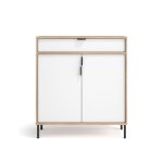 Meuble à chaussures, mélaminé chêne clair portes blanches 89x80x29 Meuble à chaussures, mélaminé chêne clair portes blanches 89x80x29