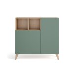 Meuble  chaussures en mlamine chne clair portes vertes 87x90x27 cm