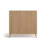 Meuble  chaussures en mlamine chne dor - effet lattes 90x90x27 cm