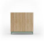 Meuble  chaussures en mlamin chne dor pieds verts 90x90x27 cm