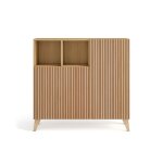 Meuble  chaussures, mlamine chne dor portes effet lattes 87x90x27