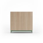 Meuble  chaussures en mlamin noyer clair pieds verts 90x90x27 cm