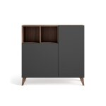 Meuble  chaussures en mlamine noyer portes graphite 87x90x27 cm
