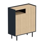 Meuble  chaussure en mtal noir et effet bois clair