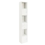 Meuble colonne 2 portes 2 tiroirs effet bois blanc