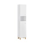 Meuble colonne 6 compartiments effet bois blanc Meuble colonne 6 compartiments effet bois blanc