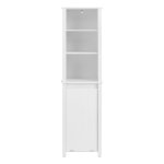 Meuble colonne effet bois blanc avec 1 panier à linge Meuble colonne effet bois blanc avec 1 panier à linge
