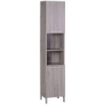 Meuble colonne rangement salle de bain 2 placards tagre niches gris