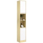 Meuble colonne rangement salle de bain 2 portes chne clair blanc