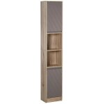 Meuble colonne rangement salle de bain 2 portes chne clair gris