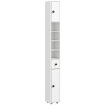 Meuble colonne salle de bain 2 portes 2 tagres 4 niches tiroir blanc