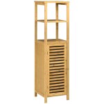 Meuble colonne salle de bain en bambou 2 étagères naturel Meuble colonne salle de bain en bambou 2 étagères naturel