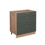 Meuble cuisine avec 3 tiroirs sans pt vert or campagne 80x82cm