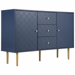 Meuble de cuisine bas bleu sculpt avec rangements et tiroirs