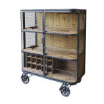 Meuble desserte roulettes chariot cuisine bois marron fer noir 116. 5cm