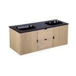 Meuble double 140cm chne suspendu avec plan rsine