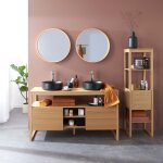 Meuble double 140cm + vasque + miroir + colonne atoll