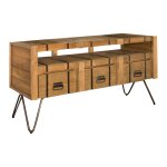 Meuble double sous vasque en bois et acier l160cm Meuble double sous vasque en bois et acier l160cm