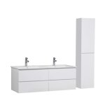 Meuble double vasque 120cm blanc + colonne